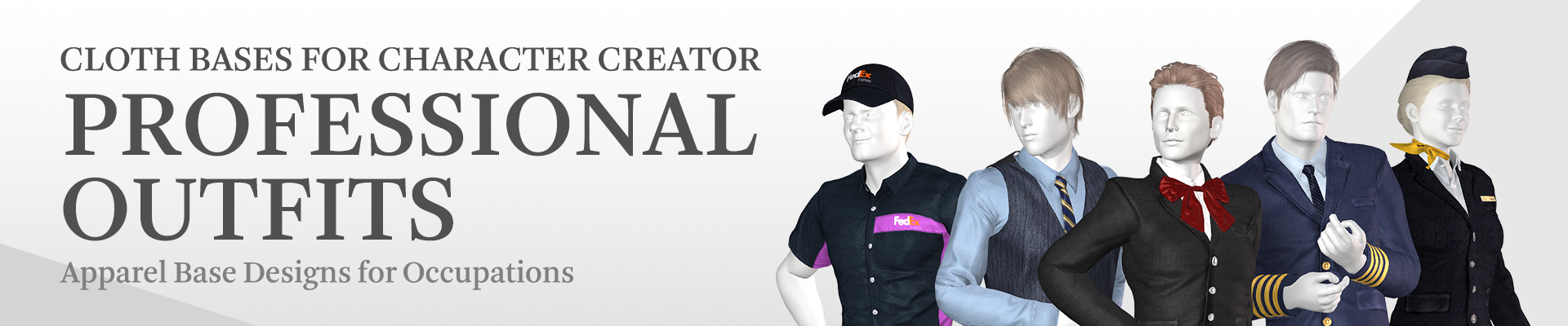3d clothing for 3d character creator - Professional Outfits