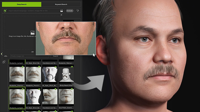 Smart Search recommending hairstyle models based on a dragged source image