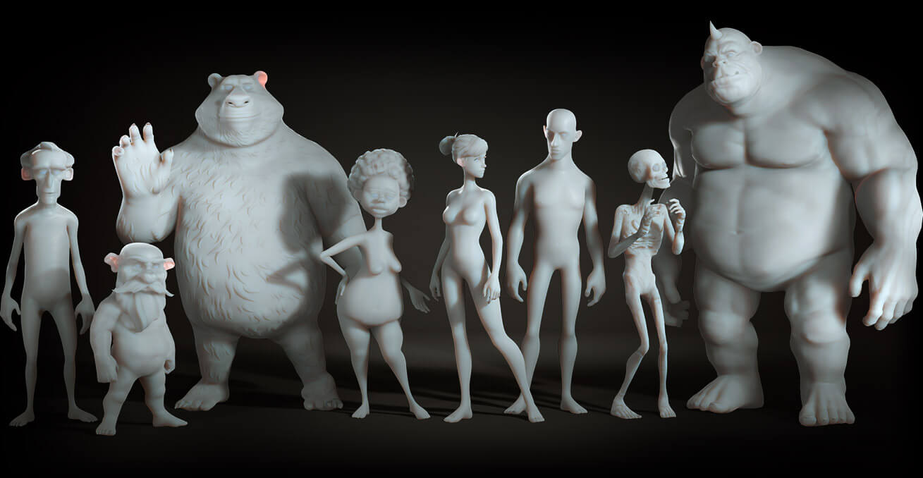 CC character base with stylized body shape variations
