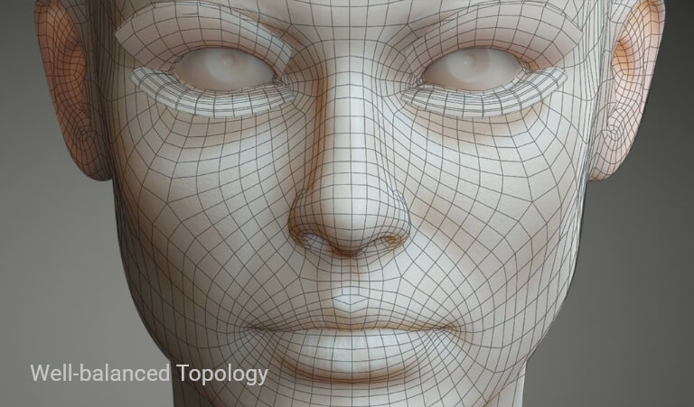 CC character base with well-balanced quad topology optimized for animation and sculpting