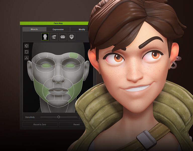 Character Creator facial controls for expressive animation