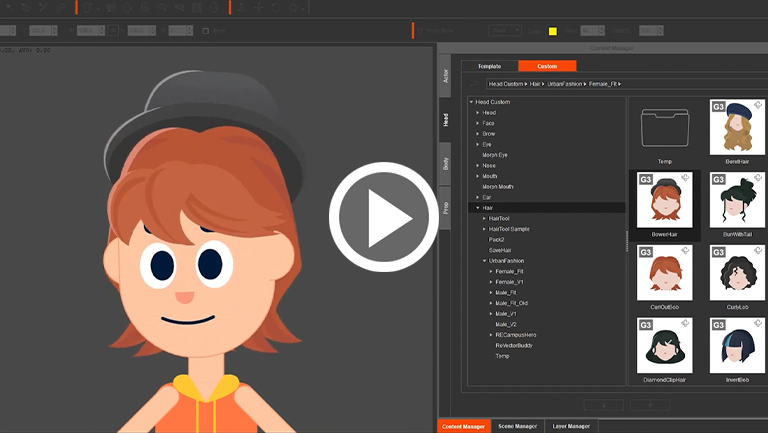 2d hair animation - change hairstyle with vector buddies