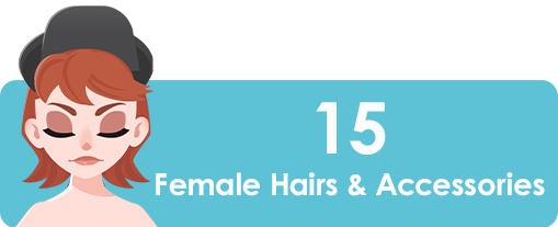 2d hair animation - female hair and accessory