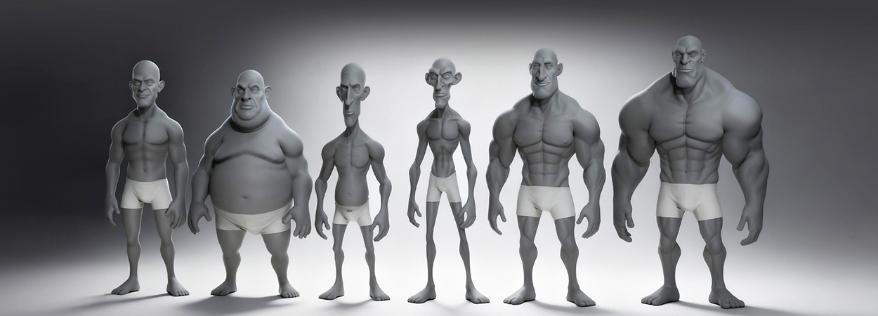 cartoon character-body shapes in clothes