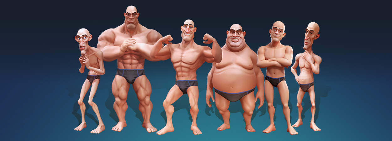 cartoon character-body shapes in clothes