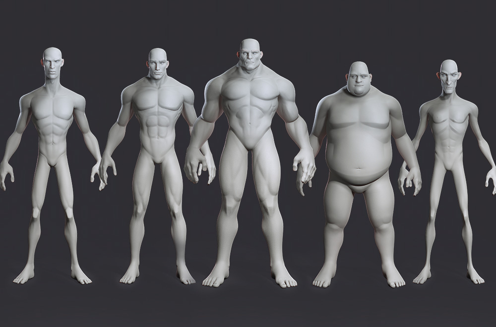 cartoon character-body shapes in clothes
