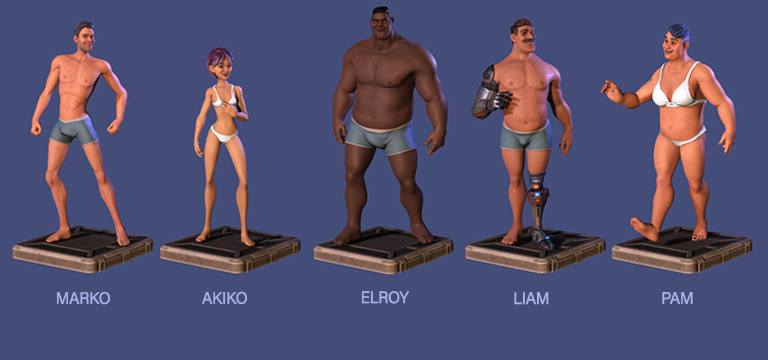 cartoon character-body shapes in underwears