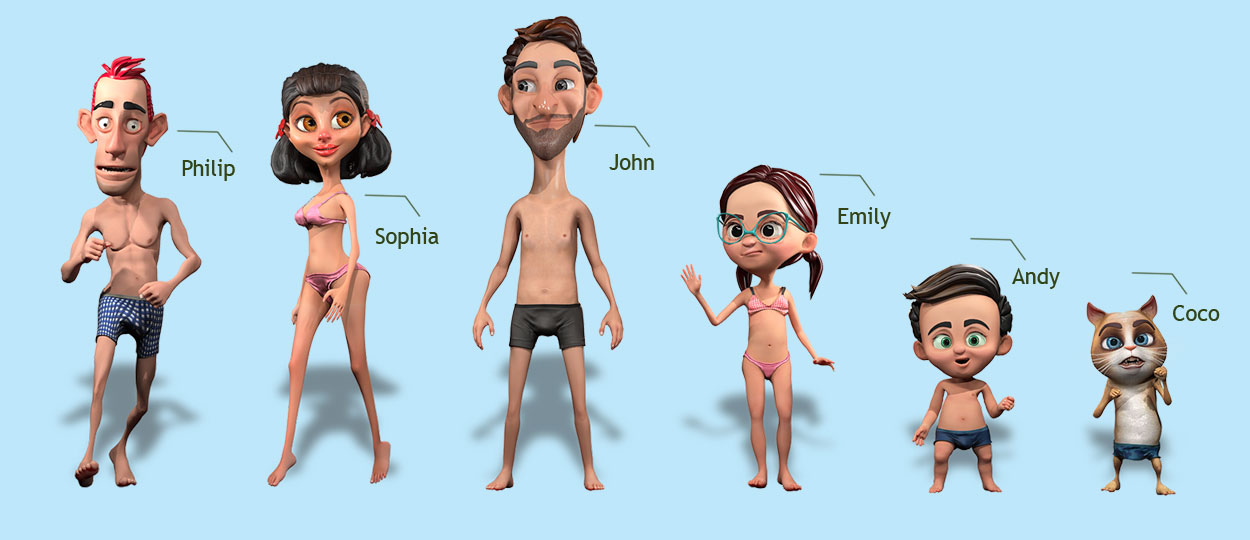 cartoon character-body shapes in underwears