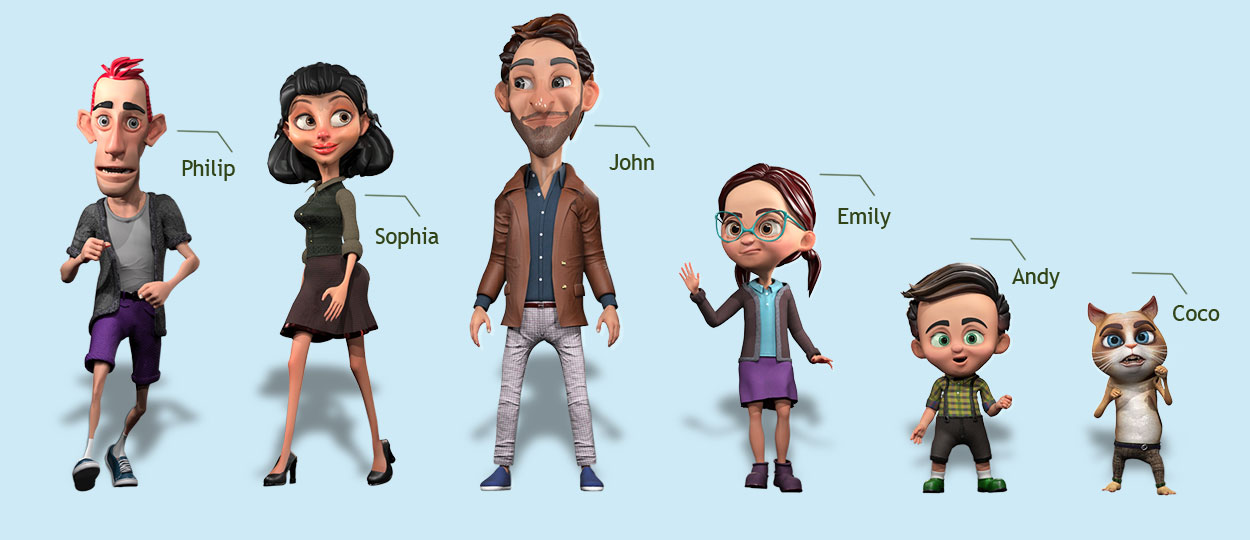 cartoon character-body shapes in clothes