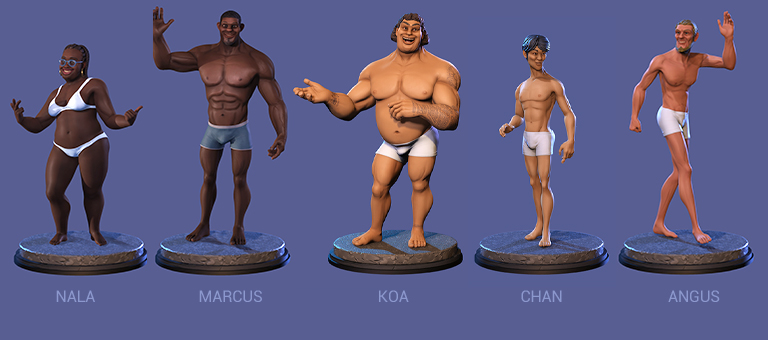 cartoon character-body shapes in underwears