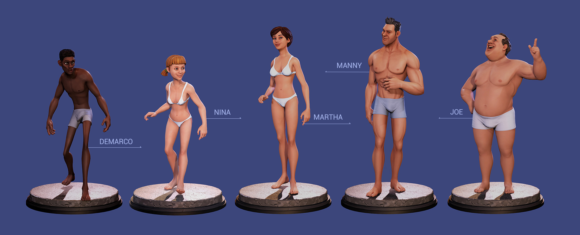adventure figures set-body shapes in underwears
