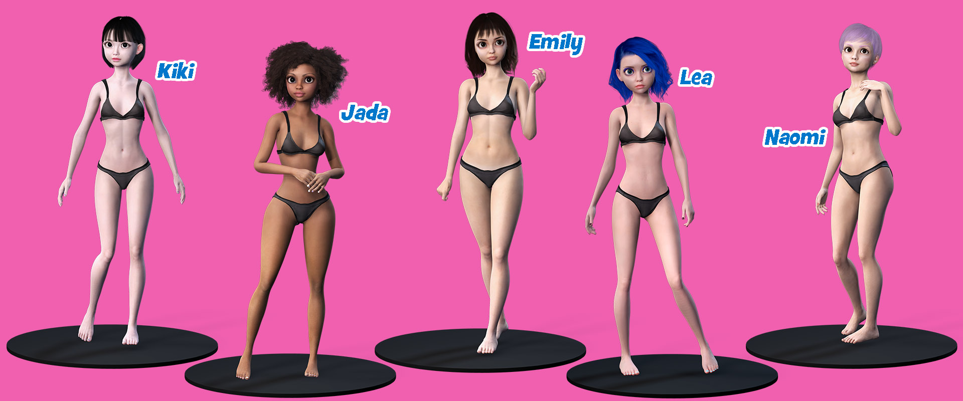 doll character-body shapes in underwears