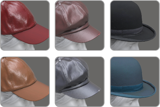 3d scan hats-various materials and colors