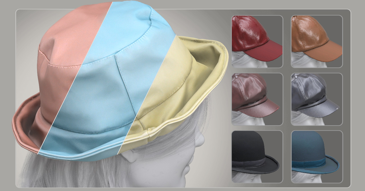 3d scan hats-various materials and colors