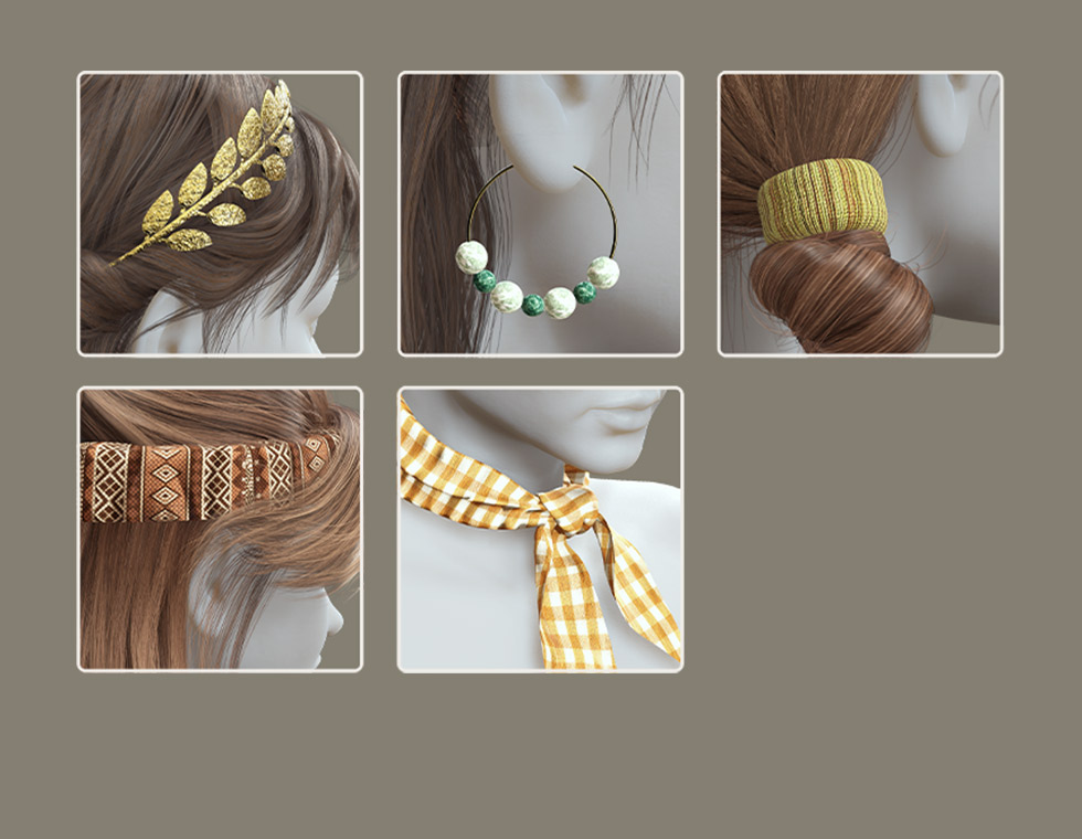 accessories-headwear, earrings, and neckwear
