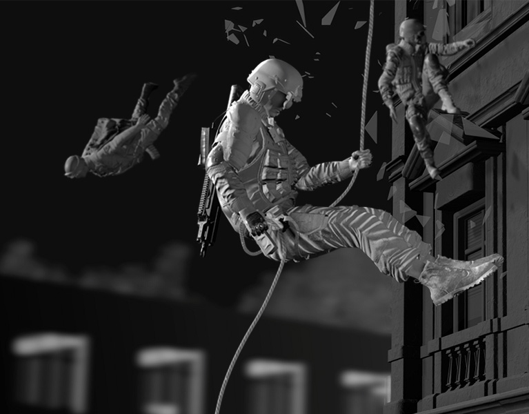 3d animation - film-wirework - SWAT Stunts