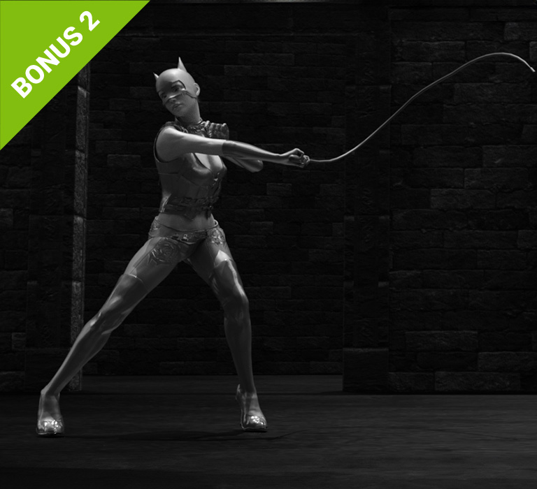 3d animation - Panther Lady - Whip Wielding - content pack bonus
