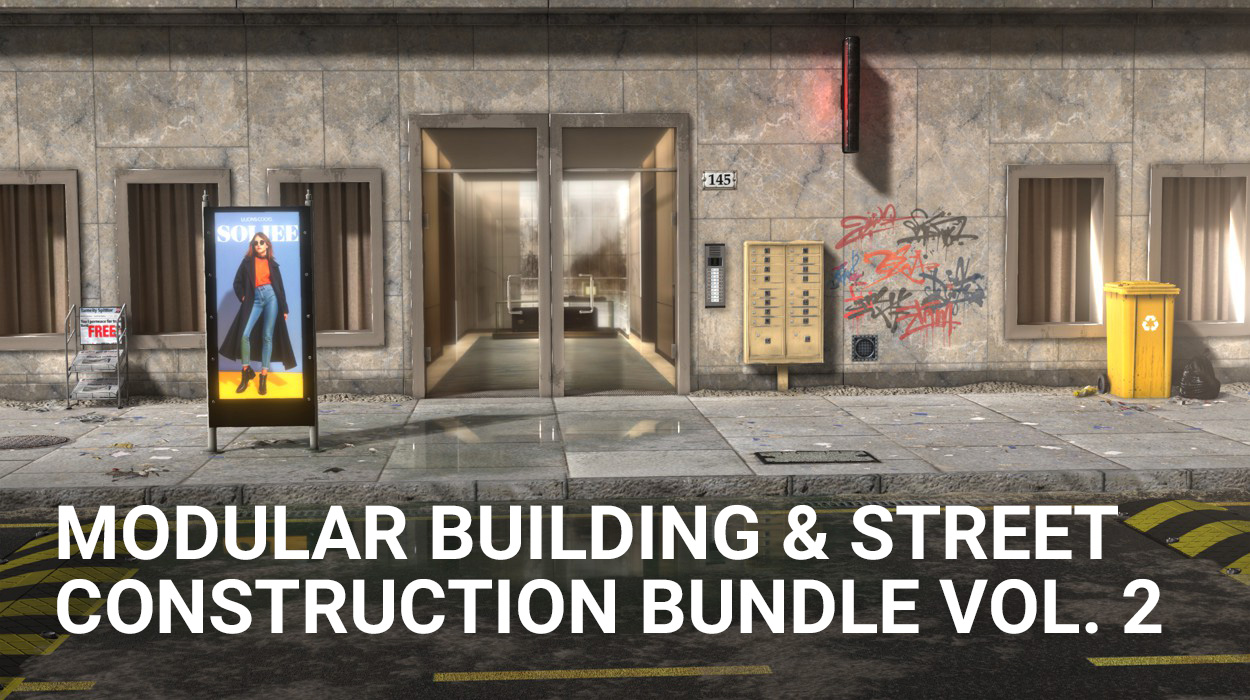 Modular Building Construction and Urban Projects Bundle with buildings, decals, and accessories