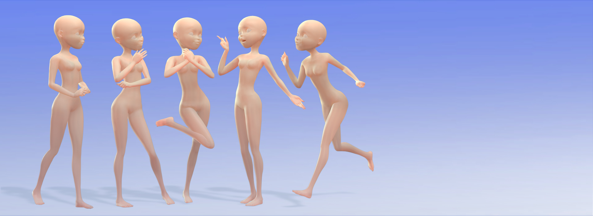classical cartoon motion-act and move for female