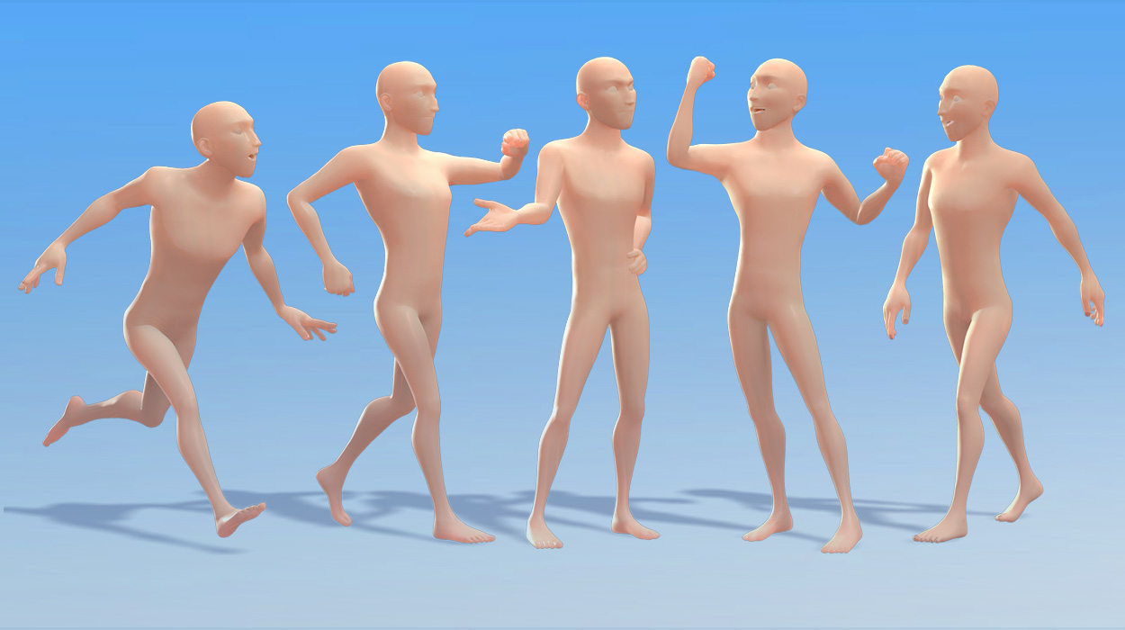classical cartoon motion-act and move for male
