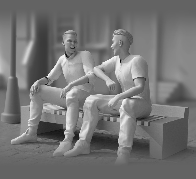 friendship motion-buddy talks while sitting