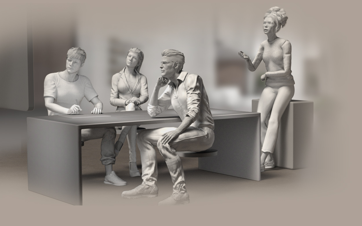 3d office pose - attend