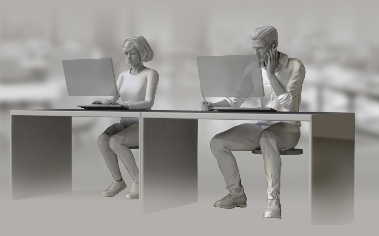3d office pose - type and write