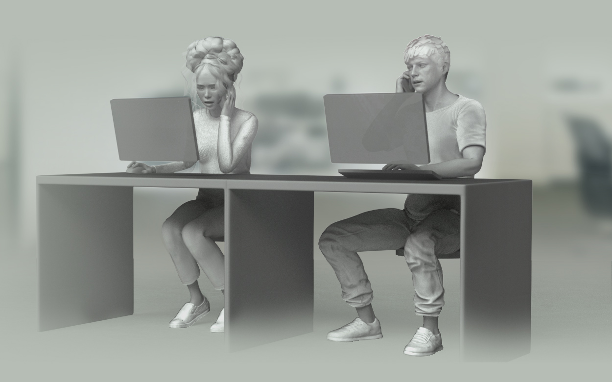 3d office pose - business call