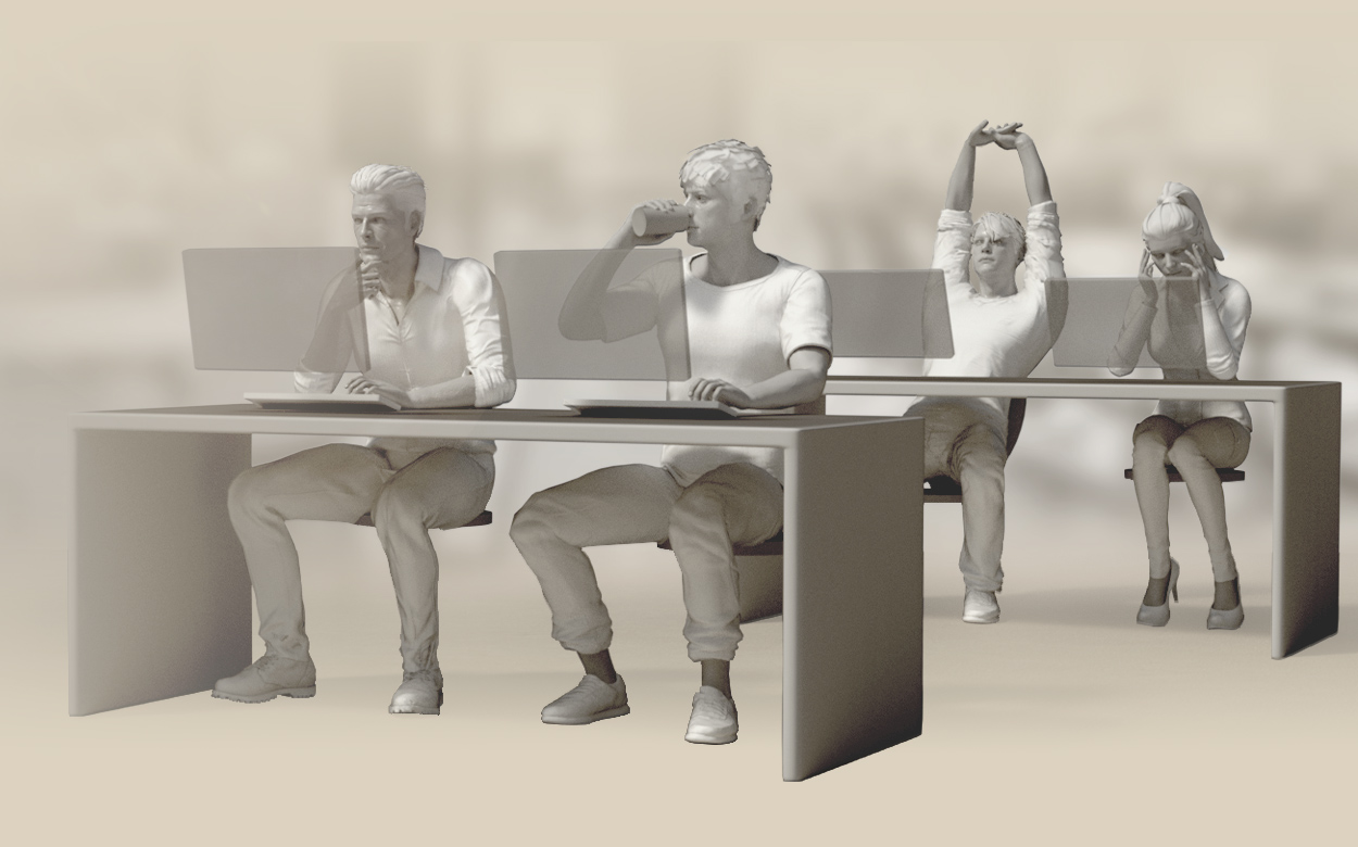3d office pose - relax