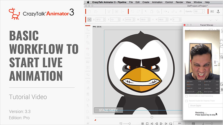 iPhone facial mocap - real-time cartoon basic tutorial