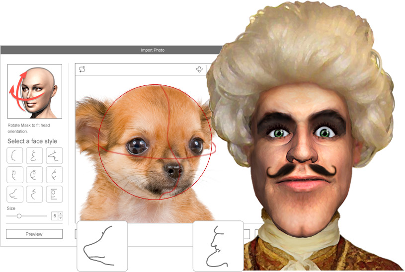 3D face profile for 2D characters
