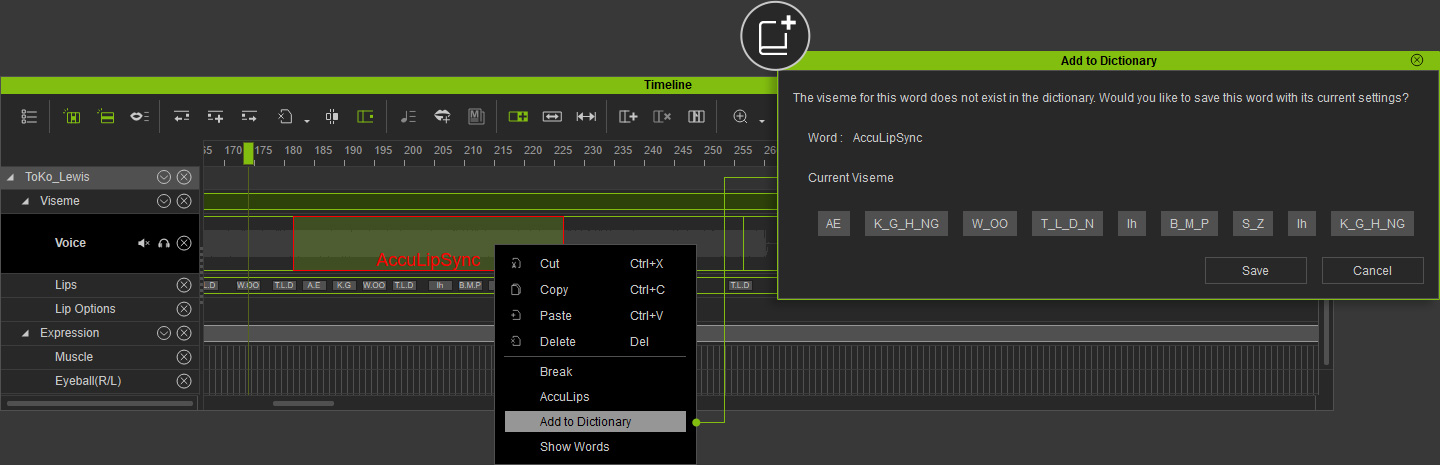 lipsync animation - customize dictionaries for lip animation