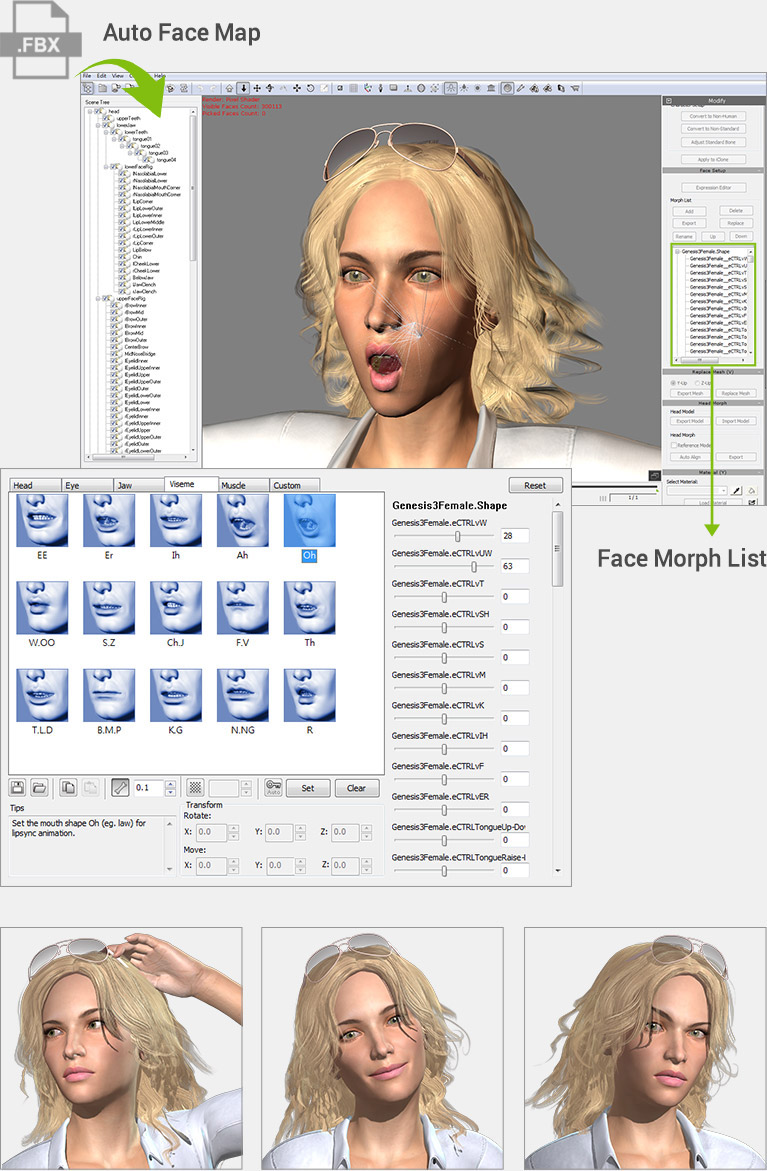 enrich facial expression of animated characters via animation pipeline - 3DXchange