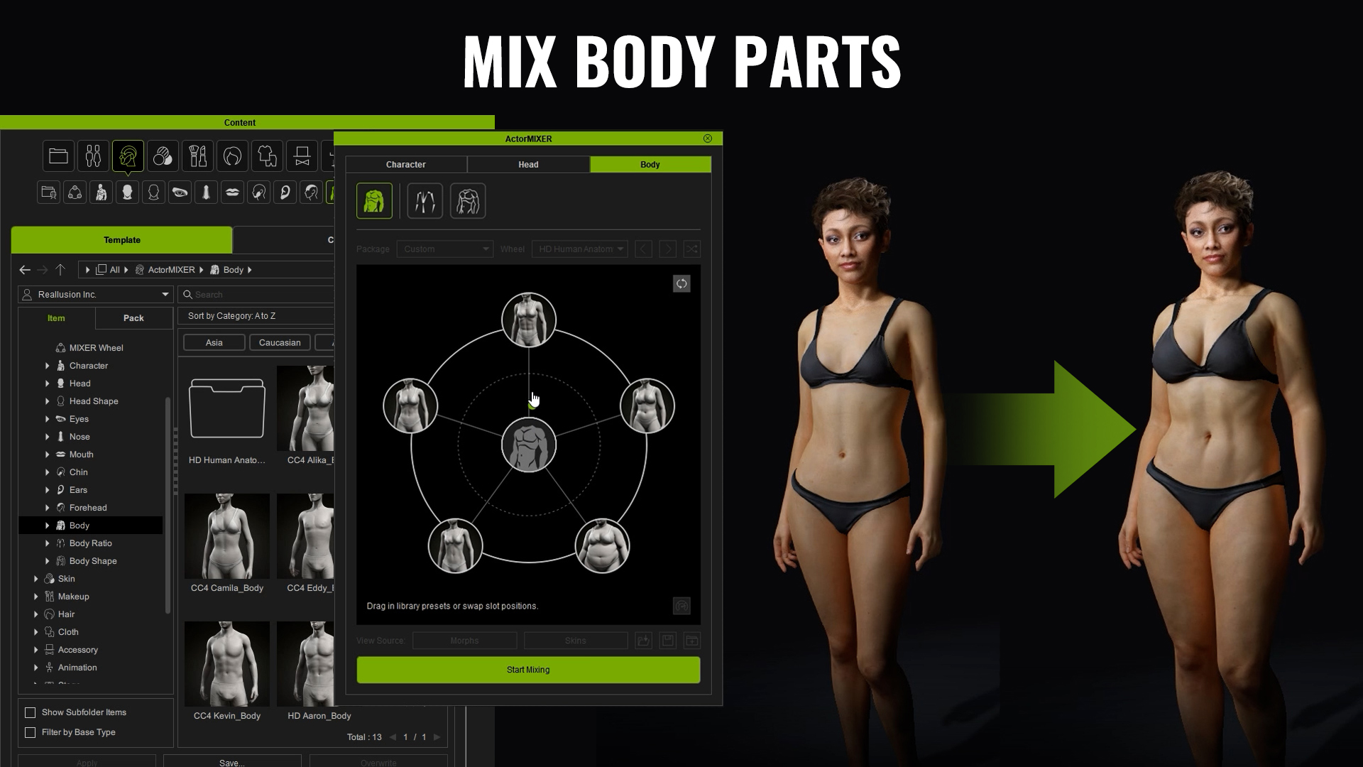 actormixer screenshot - Mix Body Parts