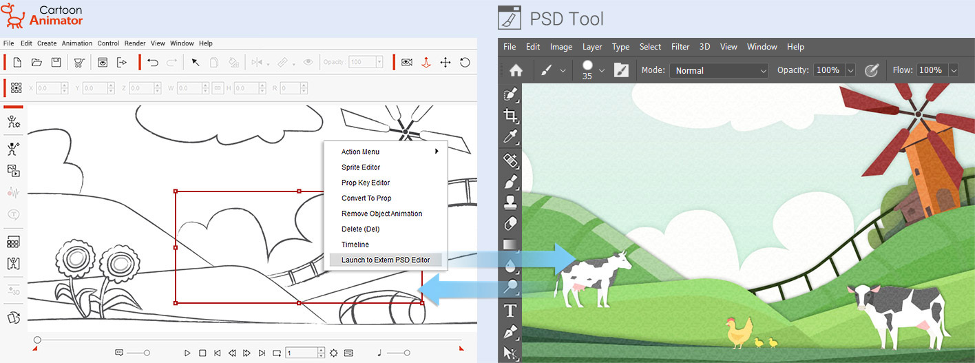 draw animation - psd editing from layout to final production