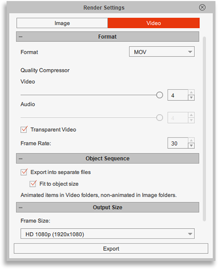video maker - render setting