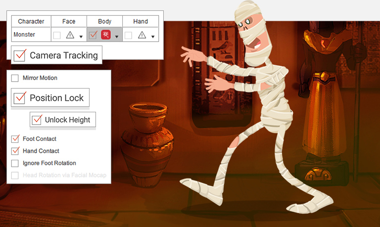 body motion capture mocap animation - Camera Tracking & Position Lock