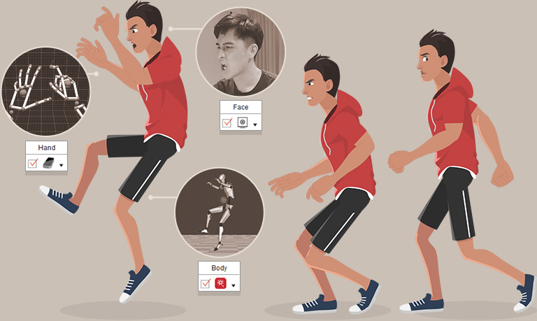 motion capture mocap animation - body mocap - multi-pass recording
