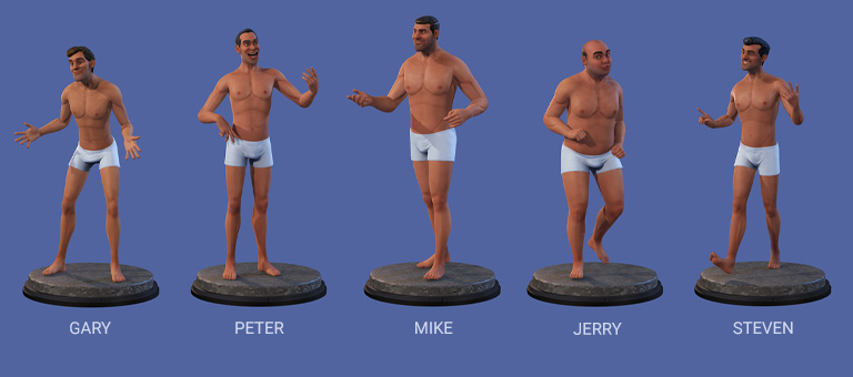 cartoon character-body shapes in underwears