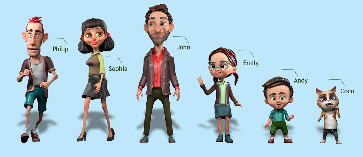 cartoon character-body shapes in clothes
