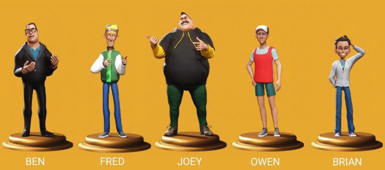 cartoon characte-5 Fully-dressed Cartoon-style Characters