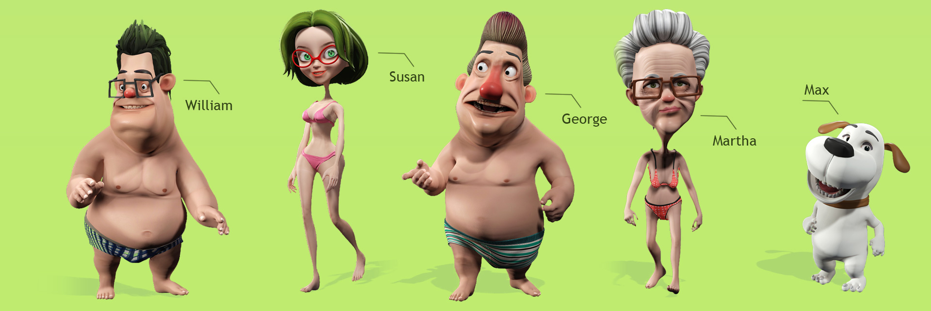 cartoon character-body shapes in underwears