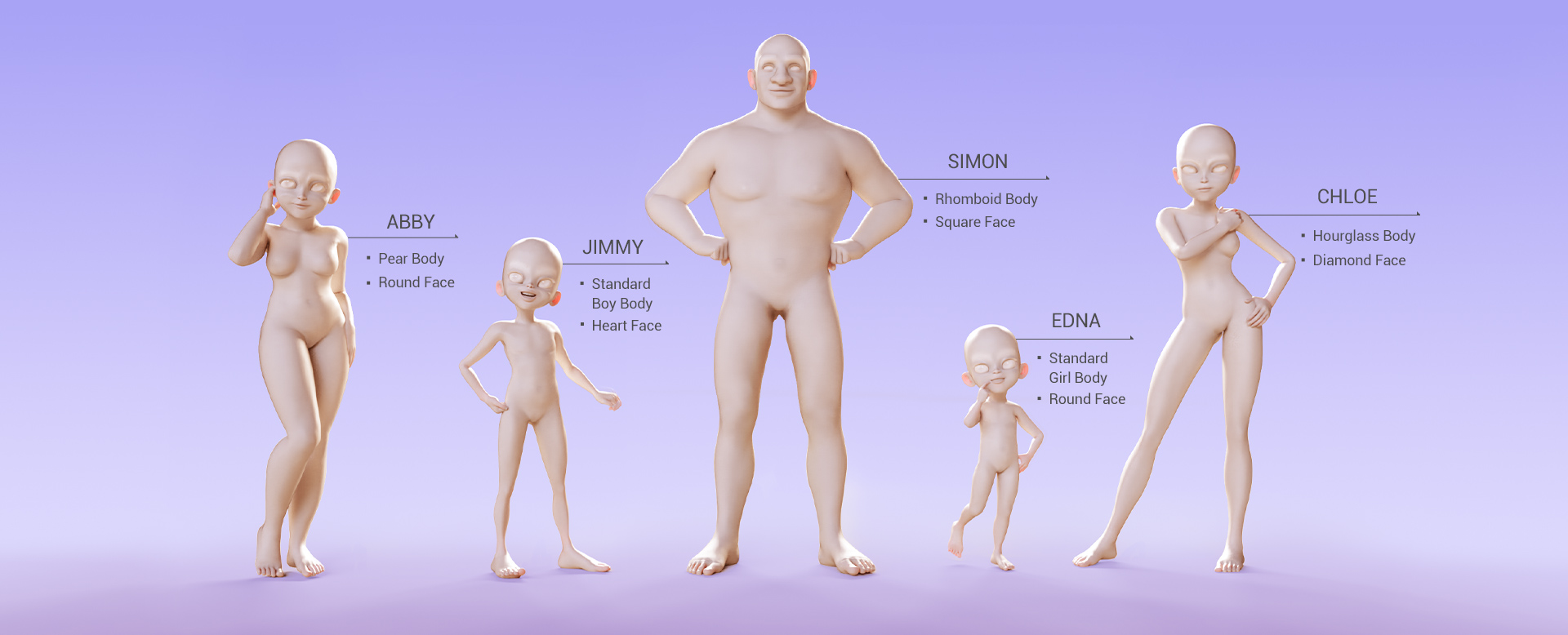toon character -body morphs