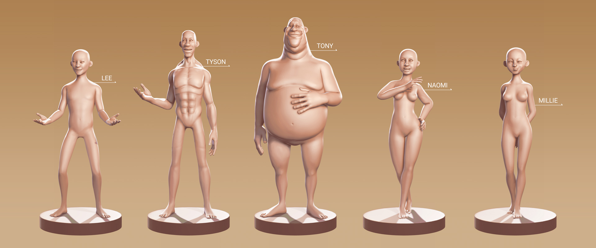 cartoon characte-5 Full Body Morphs