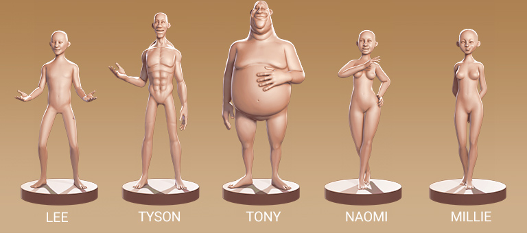 cartoon characte-5 Full Body Morphs