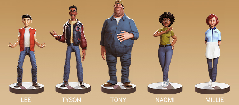 cartoon characte-5 Fully-dressed Cartoon-style Characters