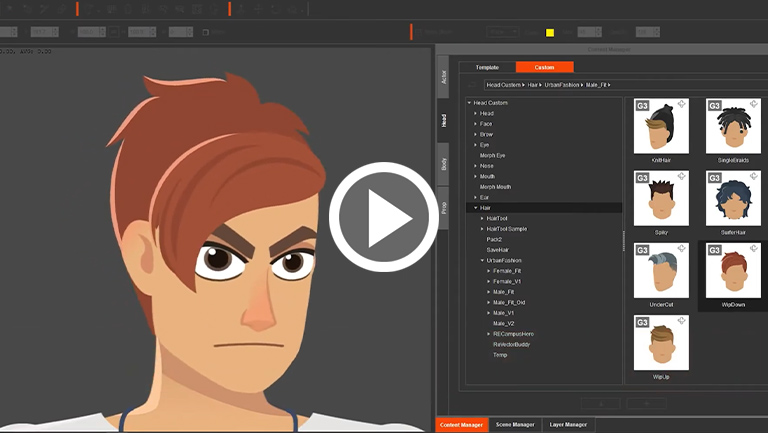 2d hair animation - change hairstyles on G3 360 head