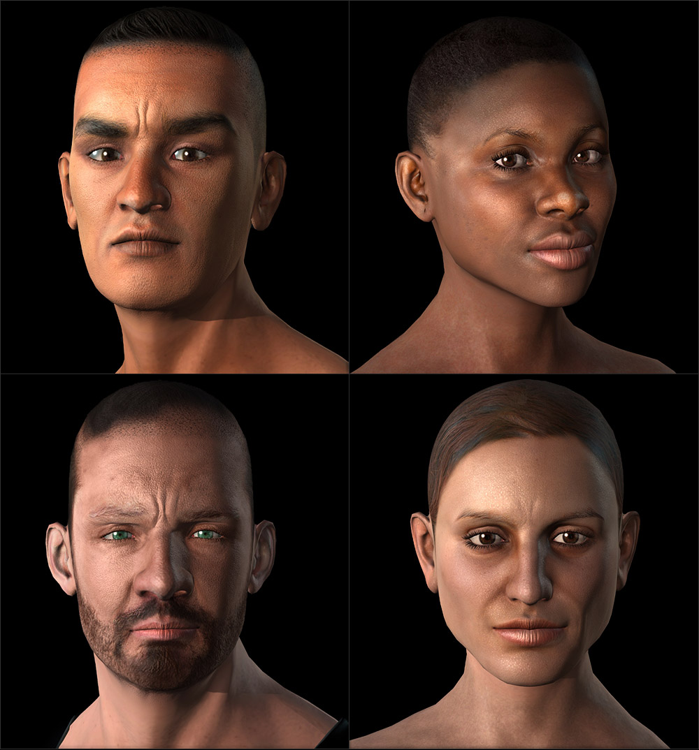 3D Head Realistic Human 100 for 3D Character Creation