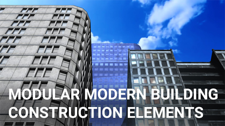 3D Modular Building Elements with PBR textures and optimized meshes for urban construction