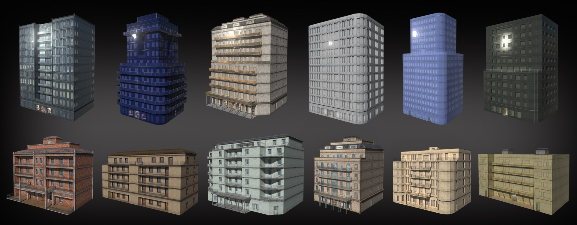12 modular modern building styles for iClone urban environments